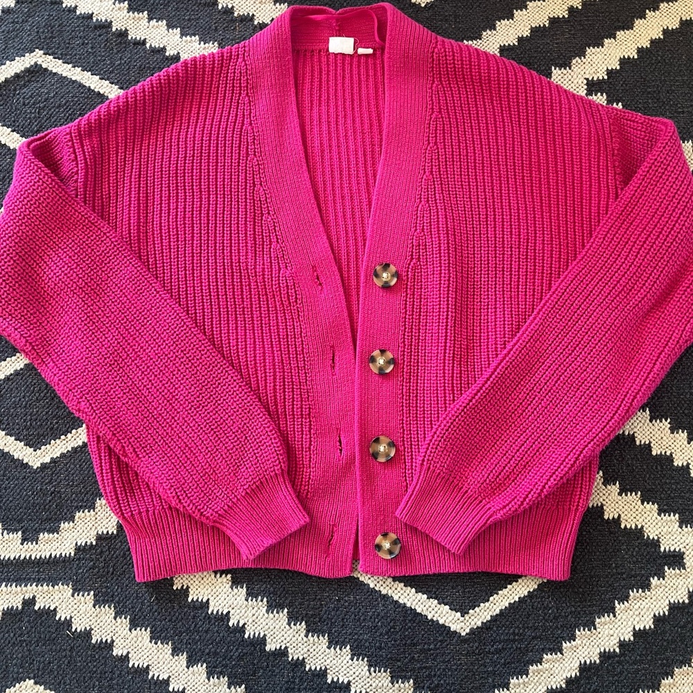 Women's GAP Button-Up Cardigan Sweater, Shaker Stitch, cotton, small